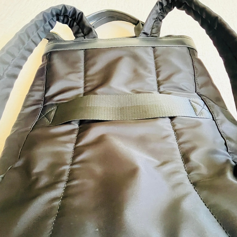 Joan & David Black Nylon Backpack Laptop Bag Gold Hardware Travel Luggage Sleeve - Picture 8 of 8